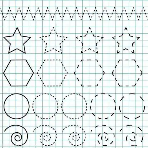 连连线:幼儿用笔将纸上的圆点连接起来,画出流畅的线条和图案.