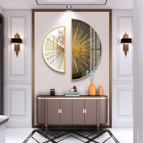 现代轻奢抽象半圆形入户玄关装饰画客厅餐厅背景墙壁画过道挂画