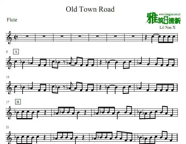 old town road长笛谱