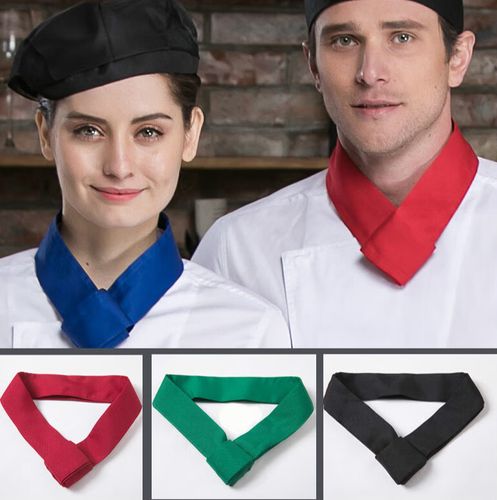 汗巾围脖围巾红色黑色条纹厨师工作领结餐厅厨房男女配饰 绿色 三角巾