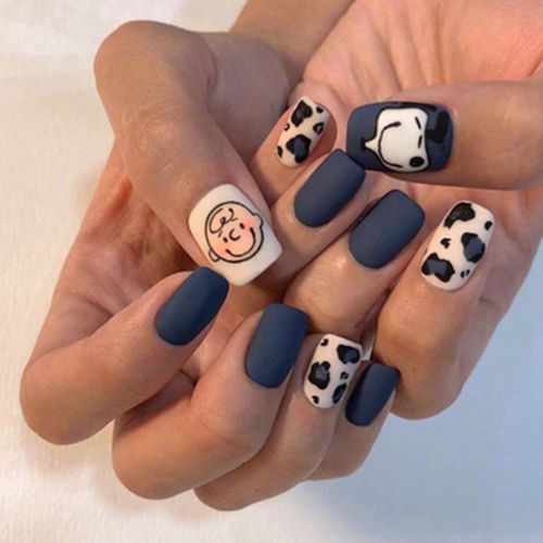 网红爆款美甲贴片儿童美甲贴史努比穿戴甲中长款初中生假指甲贴片