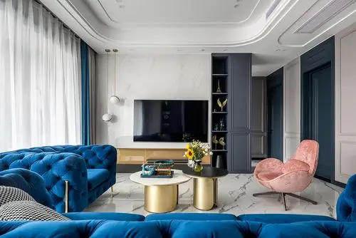 点睛孔雀蓝,不一样的现代轻奢 美式混搭|空间|家装设计|重庆兄弟装饰
