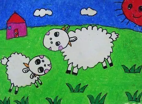 草原小肥羊/少儿绘画作品/儿童画/网络美术馆_中国少儿美术教育网