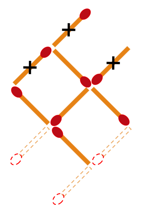 下面是用火柴棒摆成的鱼,鱼头向左,鱼尾向右,请你移动3根火柴棒,使