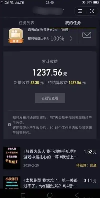 2020如何操作抖音,游戏推广项目 实操13天收益1237.56元