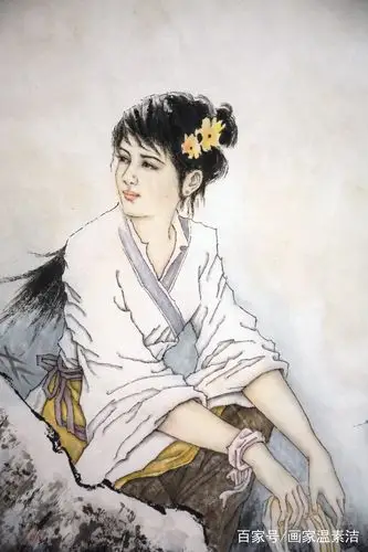 中国四大美女之一,西施浣纱国画作品