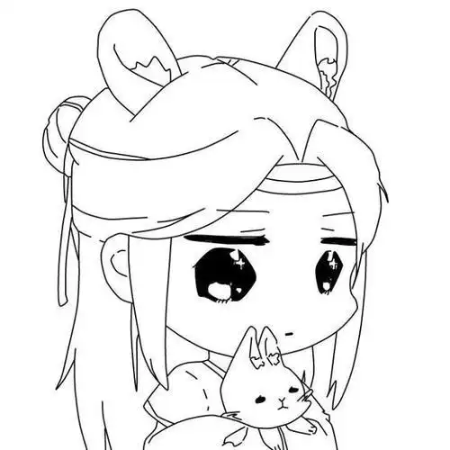 黑白线稿橡皮章素材动漫魔道祖师蓝忘机q版