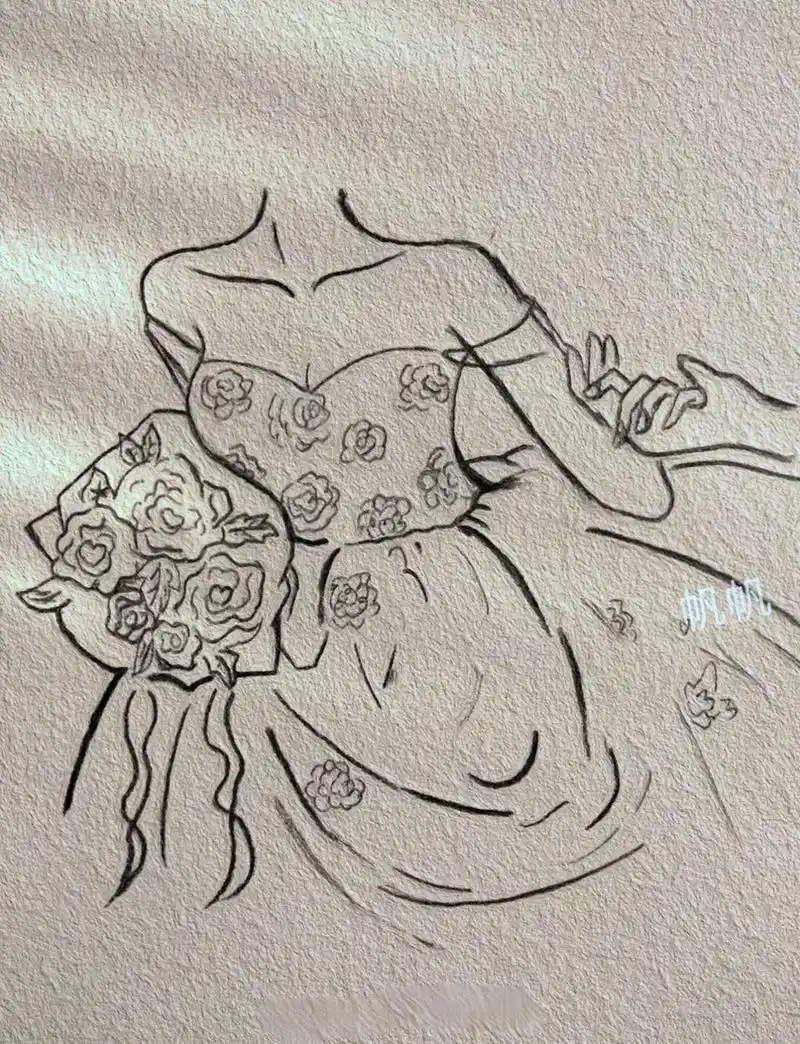 婚纱简笔画教程