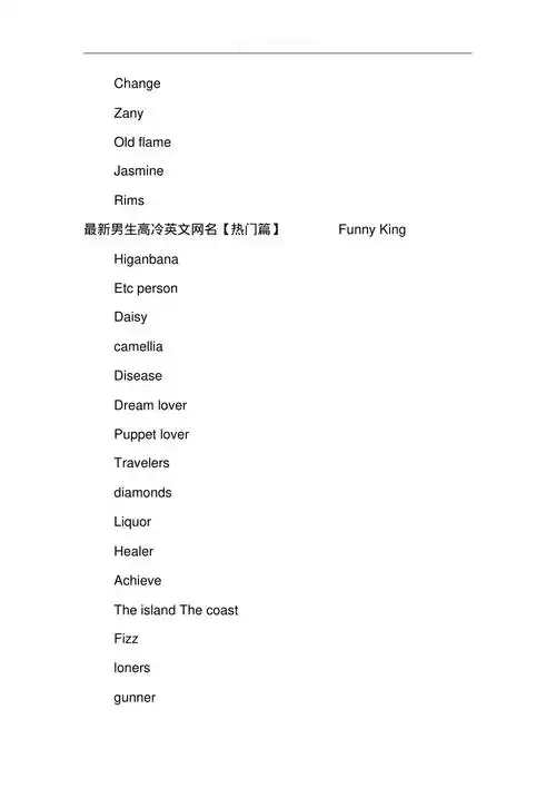 20xx男生高冷英文网名