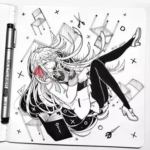 精美动漫手绘女生动漫这样画不上色也好看