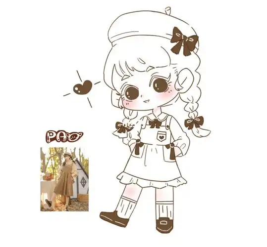 q版人体结构练习贝雷帽小女孩