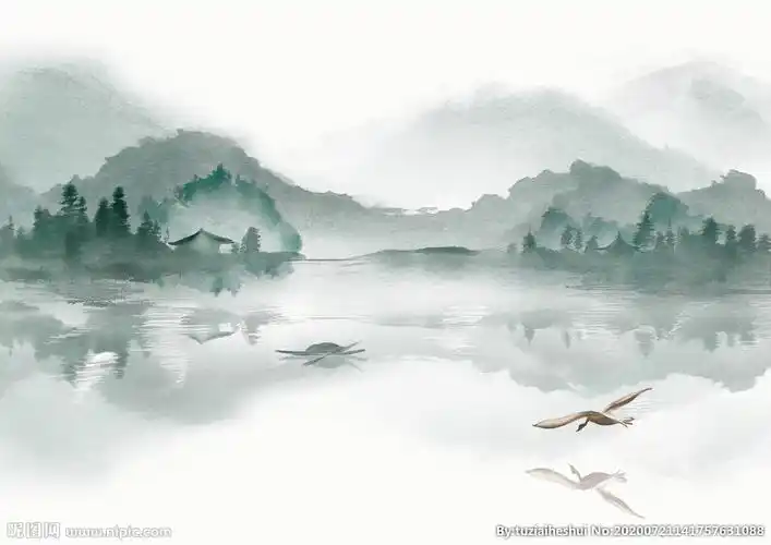 山水古风国风传统水墨背景素材图片