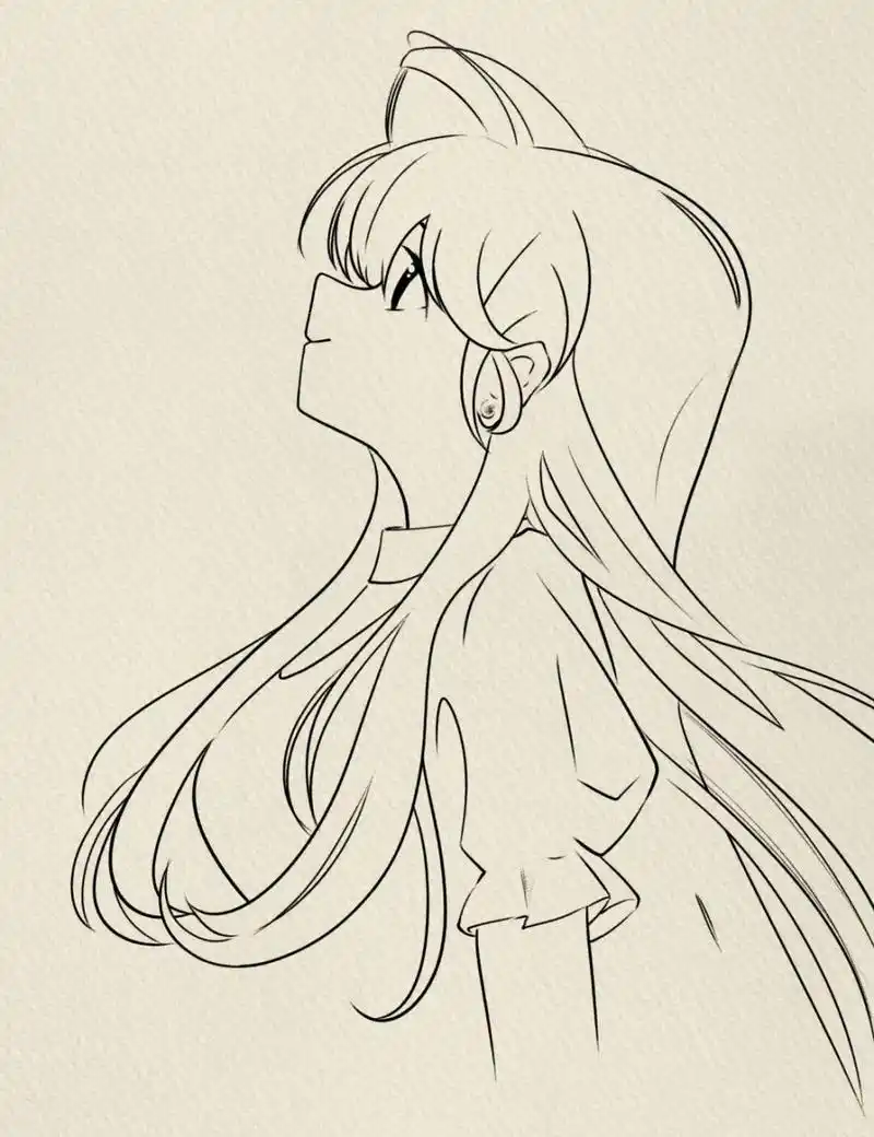 毛利兰简笔画过程 #临摹# #绘画临摹# #铅笔画