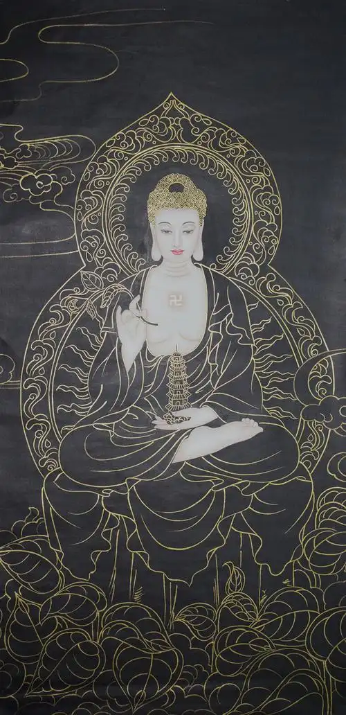 刘老师5现代作家工笔画四尺金线佛像