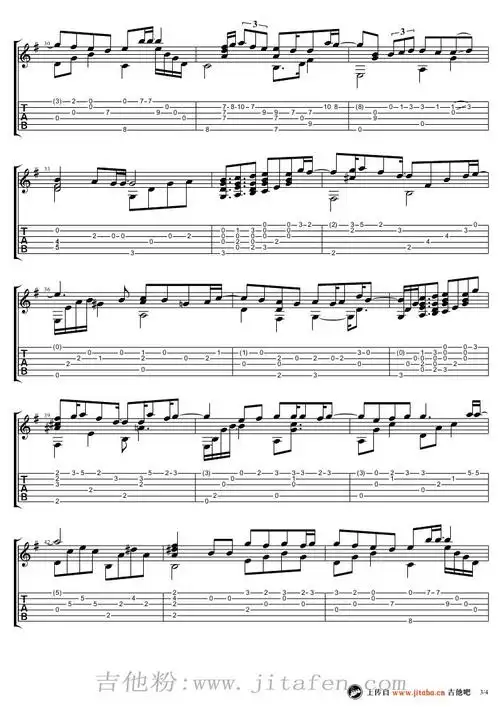 雪之华吉他谱_中岛美嘉《雪の华》指弹谱 吉他谱