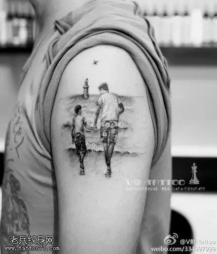 有爱温馨父子纹身图案