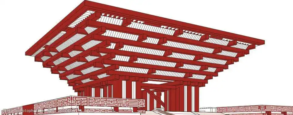 世博中国馆矢量图片