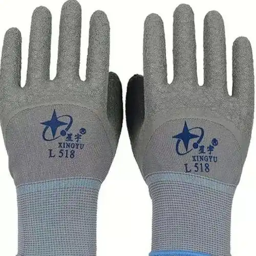 星宇l508劳保手套皱纹浸胶耐磨防滑透气工作防护胶皮劳保手套星宇l508