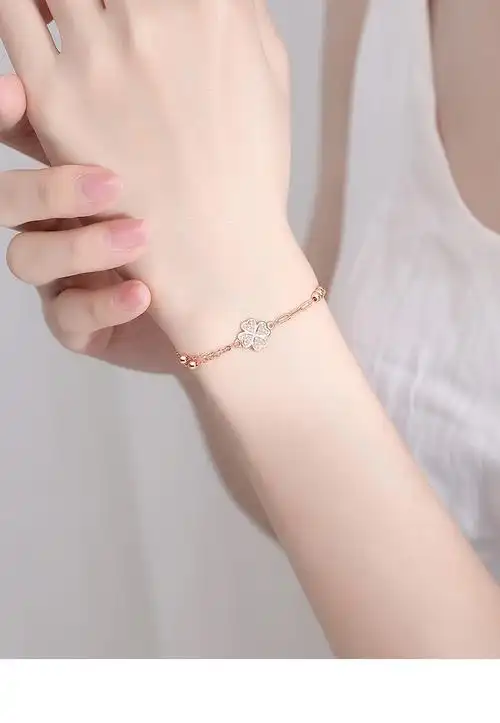 克拉苏(crassus)四叶草银手链女新款小众设计感手饰生日礼物送女友送