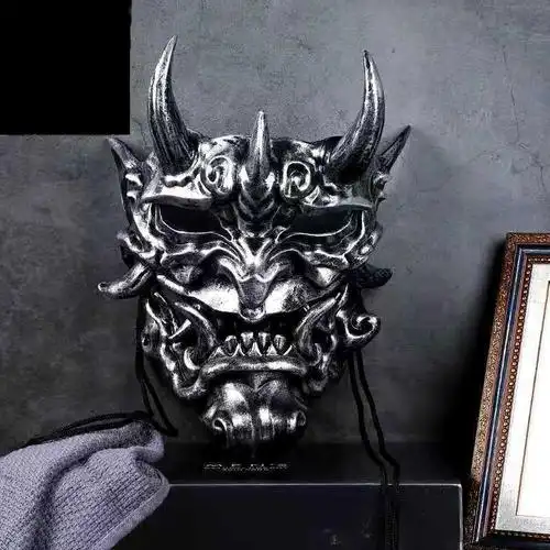 般若面具帅气日式赤般若cos恐怖面具面罩日本鬼脸獠牙树脂万圣节头套