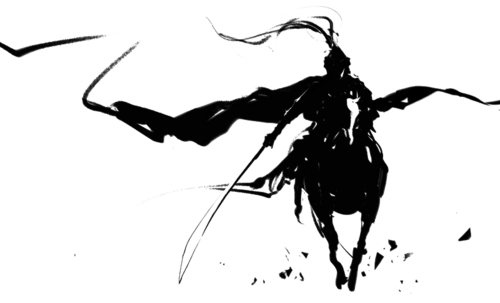 古风水墨风格缺口圆环骑马杀敌头像图