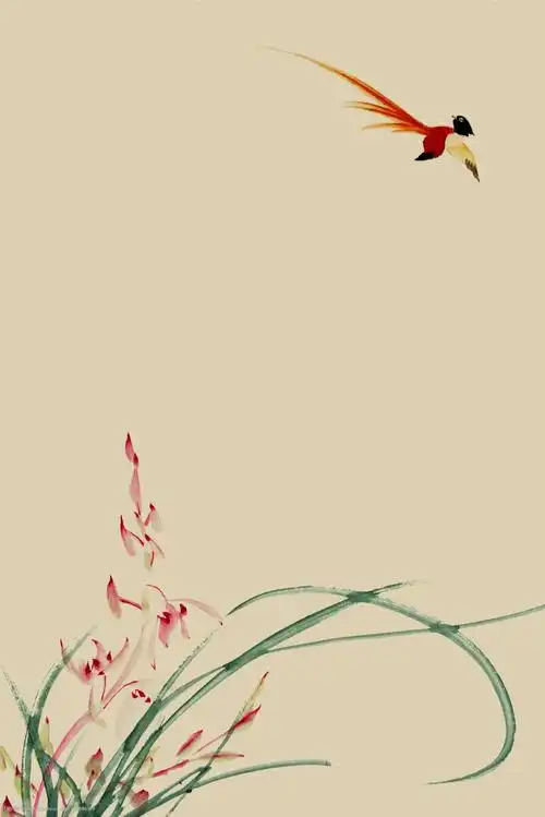 中华传统艺术工笔画风格花鸟海报