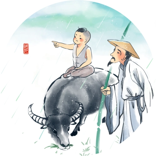 水墨水彩随笔,牧童遥指杏花村