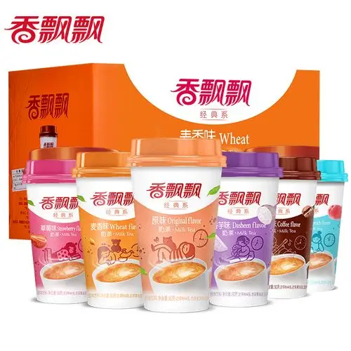 香飘飘奶茶双拼椰果经典系列组合30杯原味香芋杯装奶茶