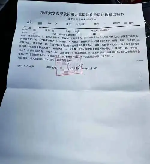 小军一共有23处诊断记录,包括重型颅脑损伤,失血性休克,消化道出血