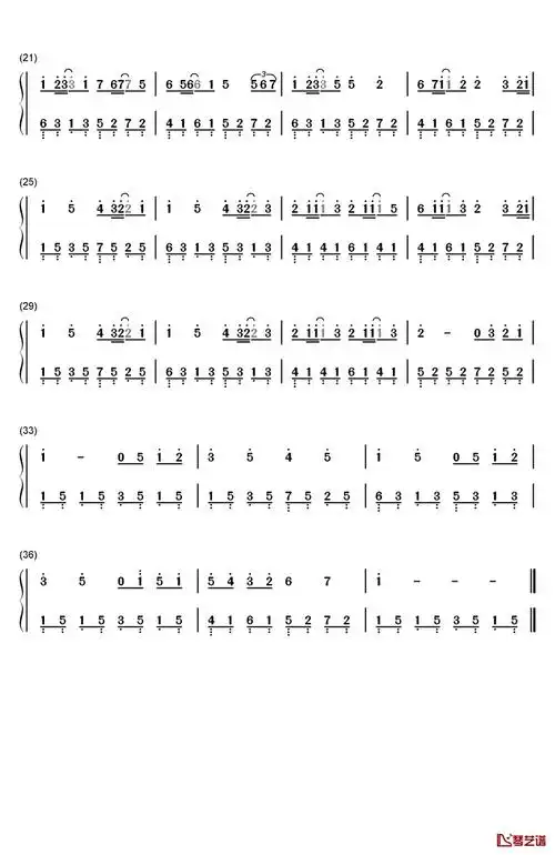 情歌钢琴简谱-数字双手-梁静茹2