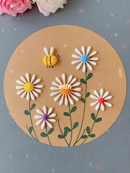 用棉签做制作小花朵