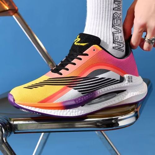 年绝影新款跑步鞋镂空设计减震增高网面透气防滑情nike 荧光橘黄绝影