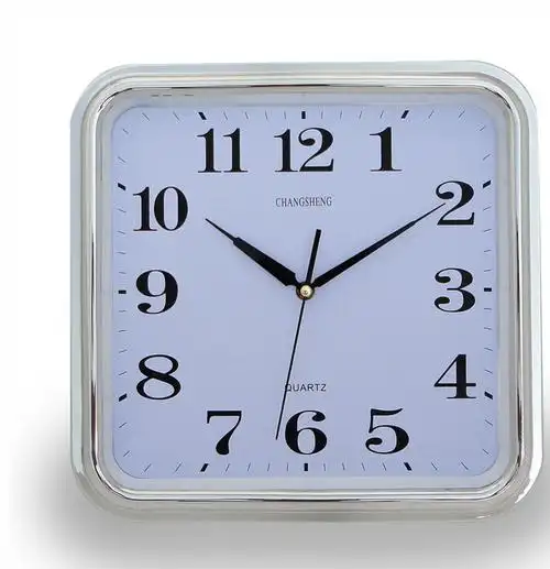 14英寸方形塑料钟 客厅挂钟 玻璃钟 挂钟厂 可批发定制 印刷logo图片