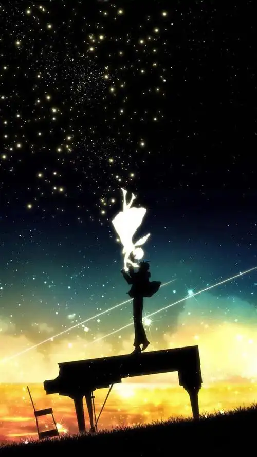 壁纸绚丽星空下的剪影