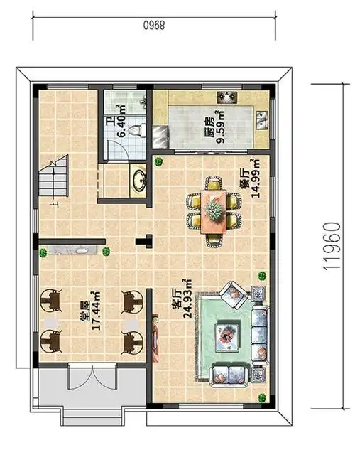 9米宽中式别墅设计,入户及是堂屋,屋顶露台可以做花园