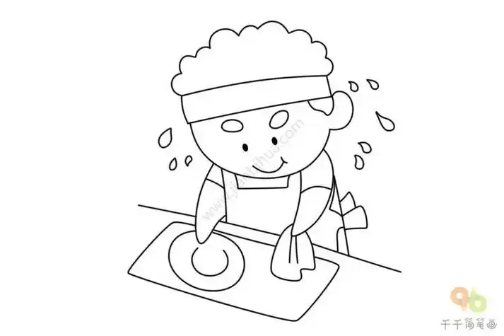 小男孩洗盘子简笔画我帮妈妈洗菜简笔画教程 我帮妈妈洗菜简笔画画法