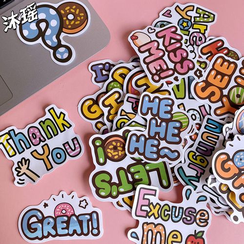 卡通英文装饰字母贴纸可爱手帐相册diy素材贴纸