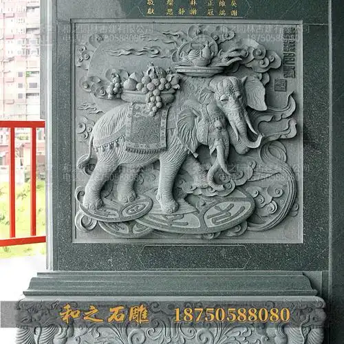 浮雕大象作品