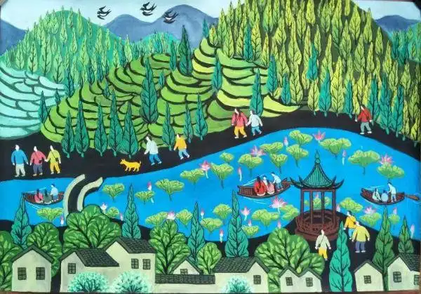 江苏丹阳皇塘农民画:欢天喜地庆新年 乡村振兴绘新画