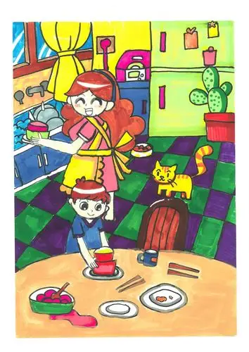 帮妈妈收拾餐桌