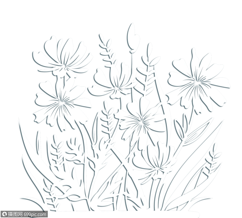 婚礼白色剪纸雏菊花卉碎花植物