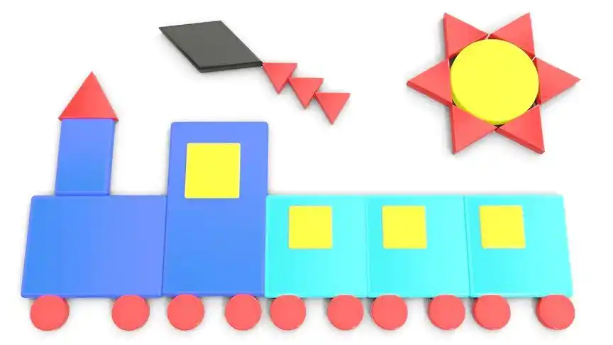 宝宝认识图形块拼出小火车