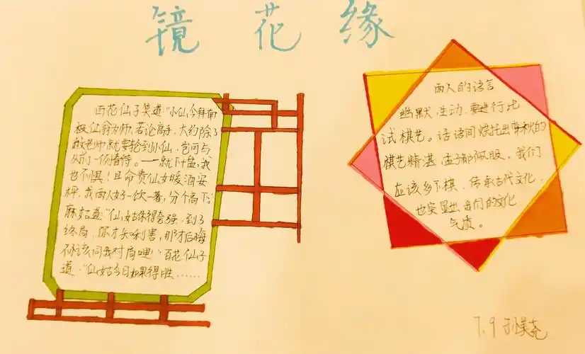 孙美尧同学的作品         书目:《镜花缘》