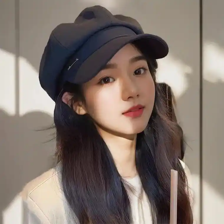 帽子女夏季百搭大头围显脸小贝雷帽2024新款春秋复古八角鸭舌 - 抖音