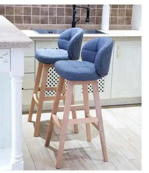 星海纳实木吧台椅高脚凳家用北欧轻奢收银前台奶茶店酒吧现代简约靠背