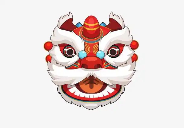手绘舞狮头醒狮