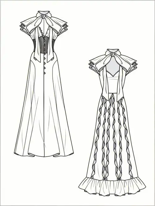 女装设计服装设计款式矢量素材连衣裙篇