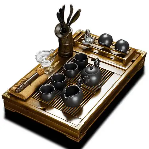 尚言坊 整套紫砂壶功夫茶具套装 实木茶海茶盘茶台杯架盘 多款正品