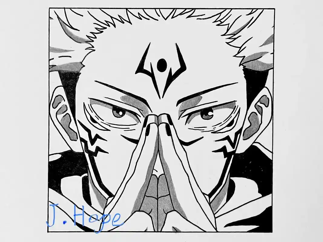 手把手教你画《咒术回战》两面宿傩.