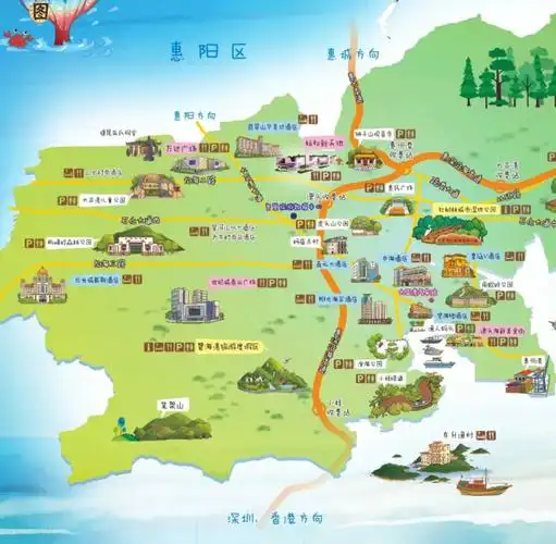 大亚湾最新版旅游手绘地图(收藏)